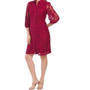 Nanette Dress Laced Burgundy Button-Up Dress Size 6